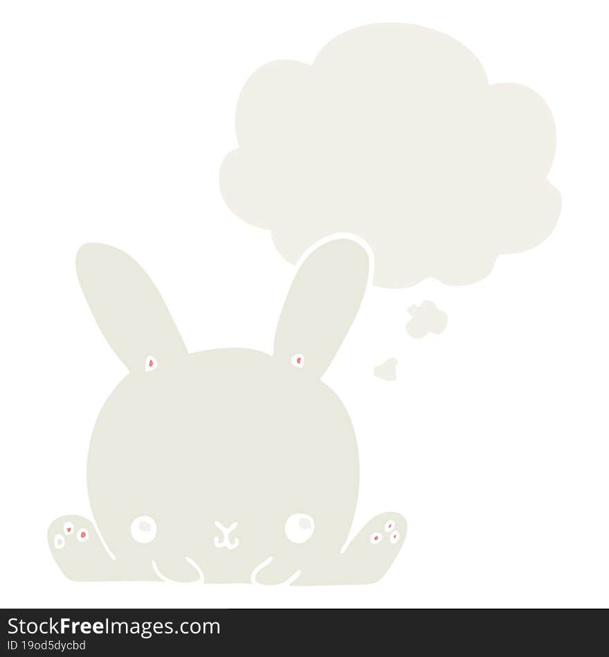 cartoon rabbit and thought bubble in retro style