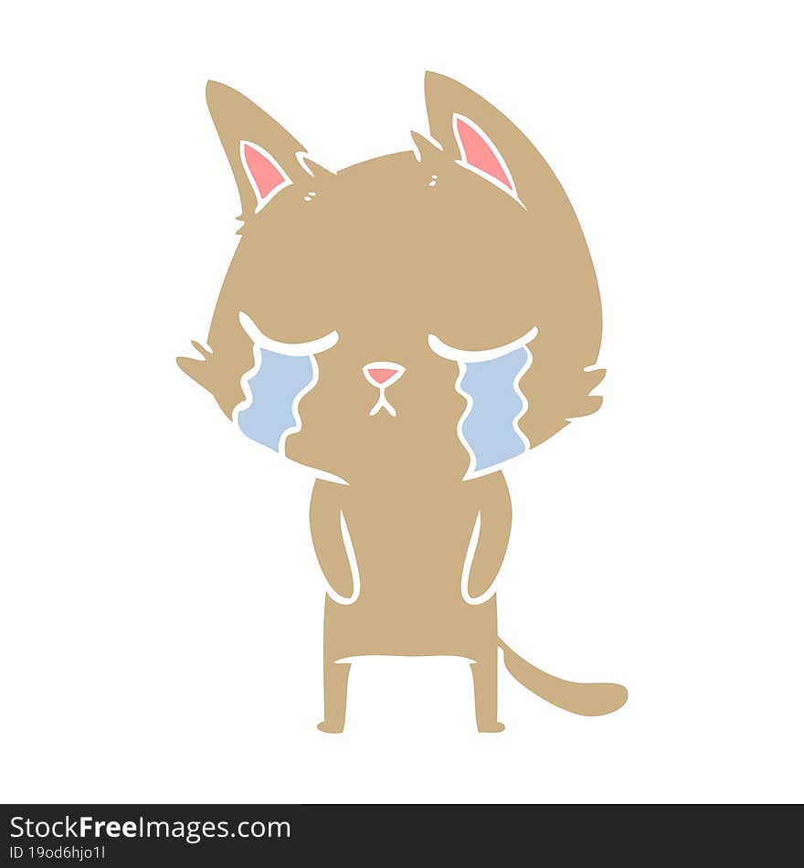 crying flat color style cartoon cat