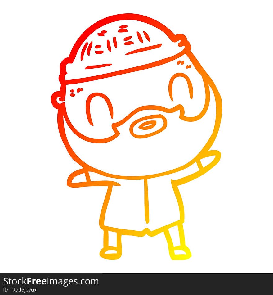 warm gradient line drawing cartoon bearded man