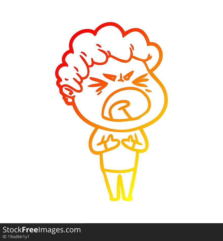 warm gradient line drawing cartoon furious man