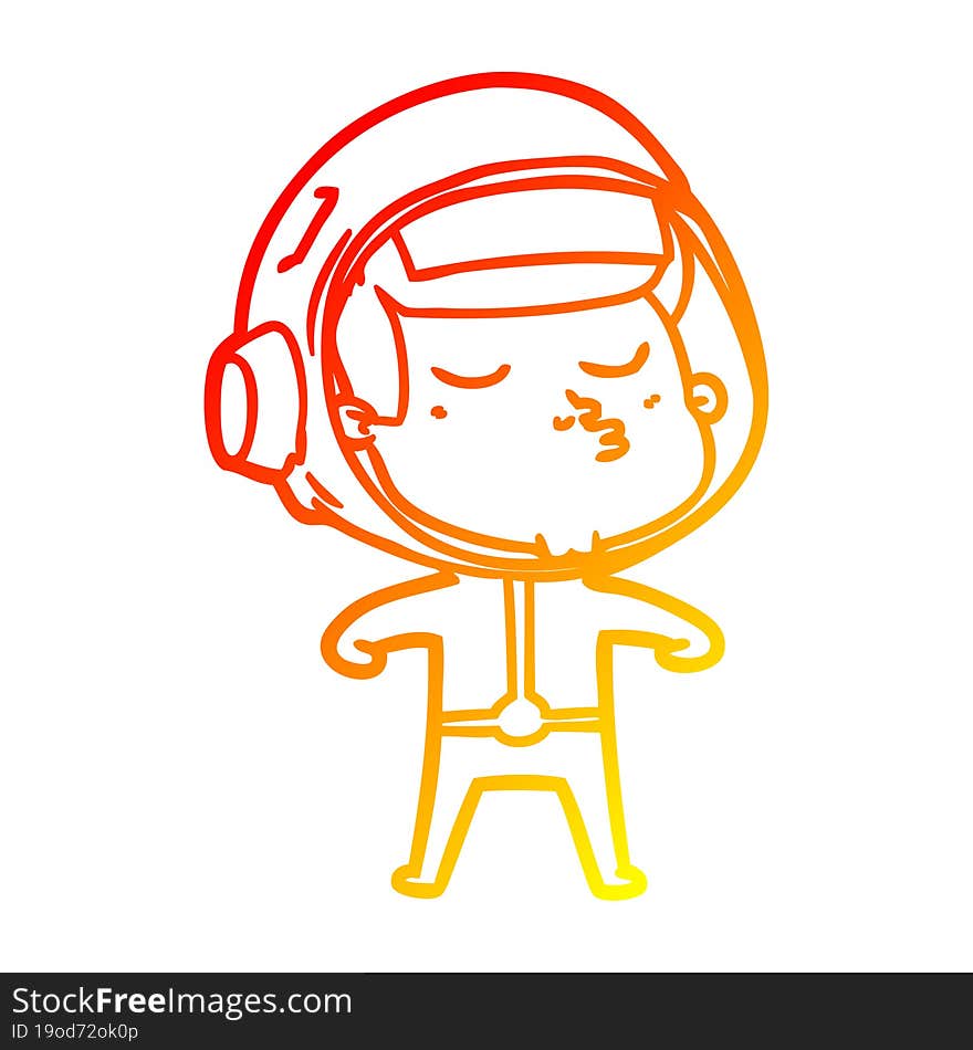 warm gradient line drawing cartoon confident astronaut