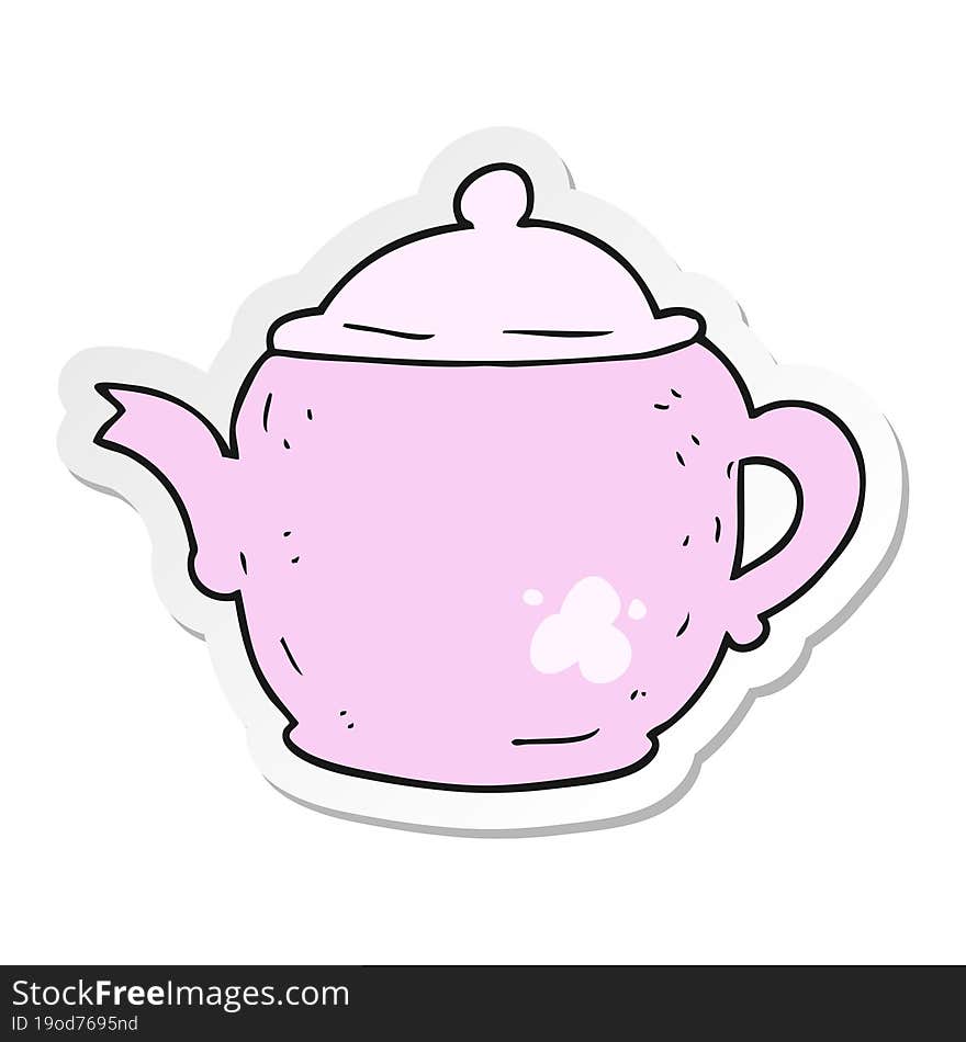 Sticker Of A Cartoon Teapot