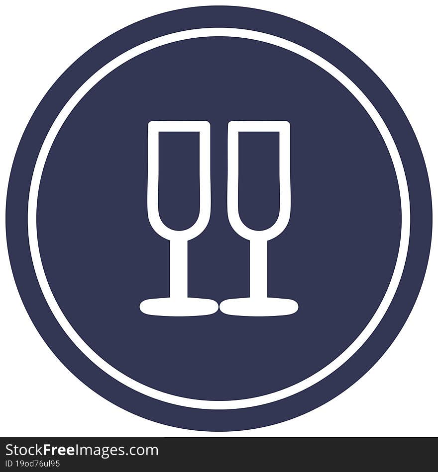 champagne glasses circular icon