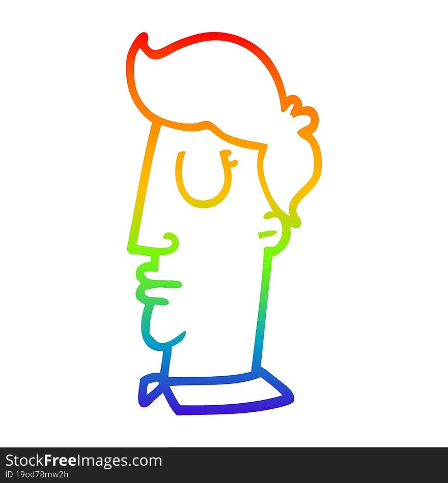 rainbow gradient line drawing of a cartoon human head