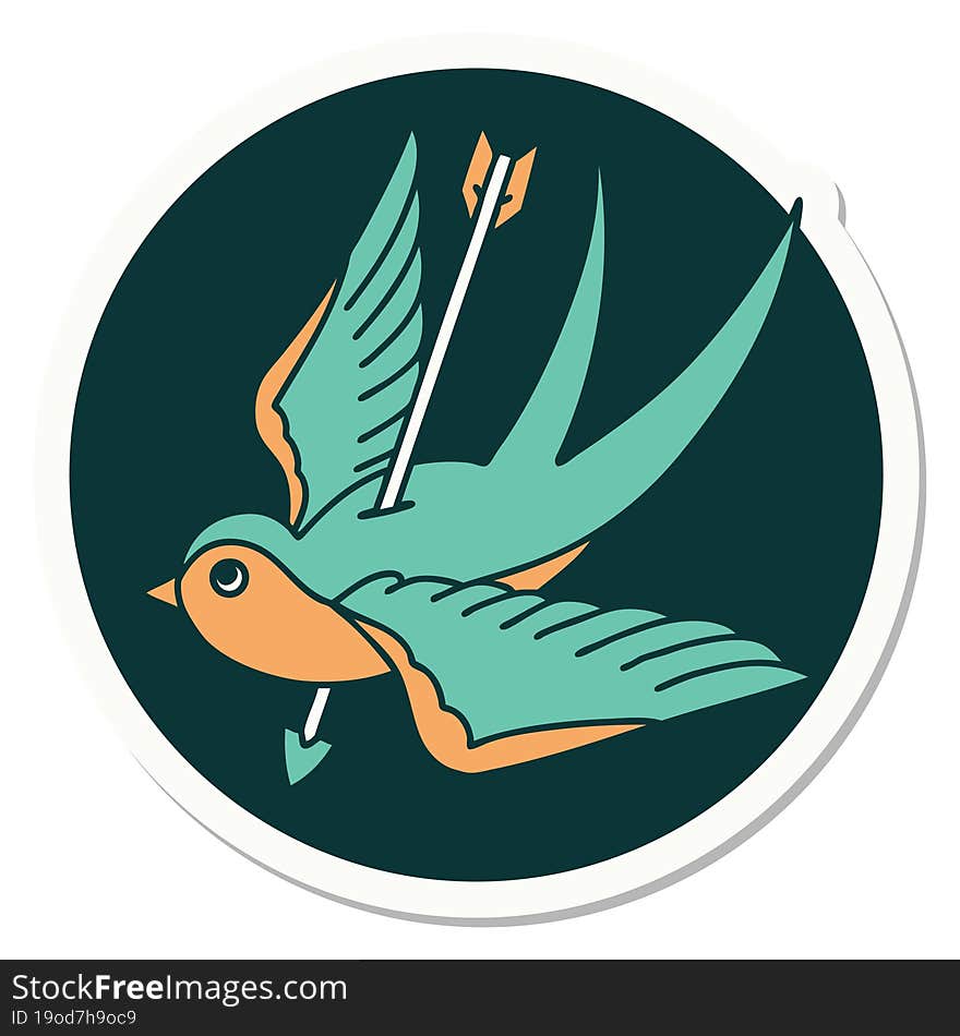 Tattoo Style Sticker Of A Swallow