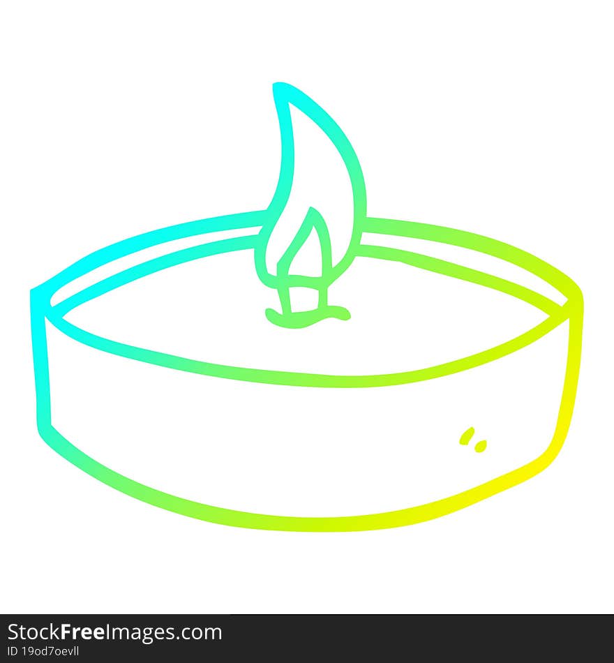 cold gradient line drawing of a cartoon teal light