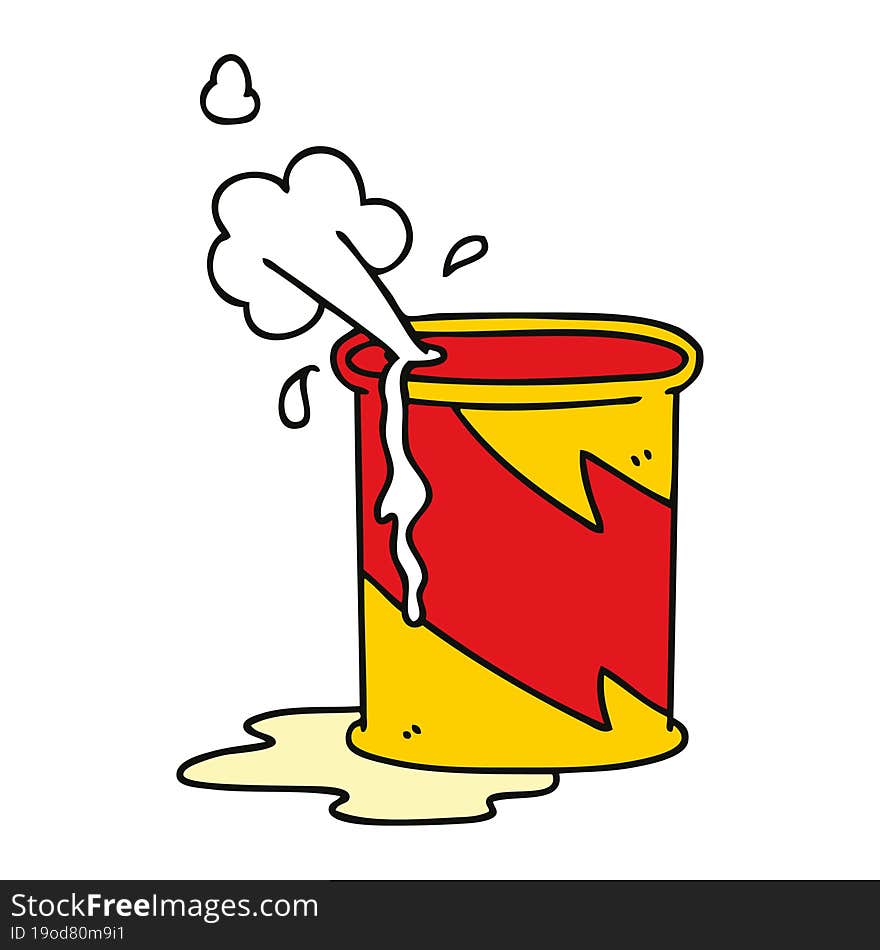 quirky hand drawn cartoon exploding oil can