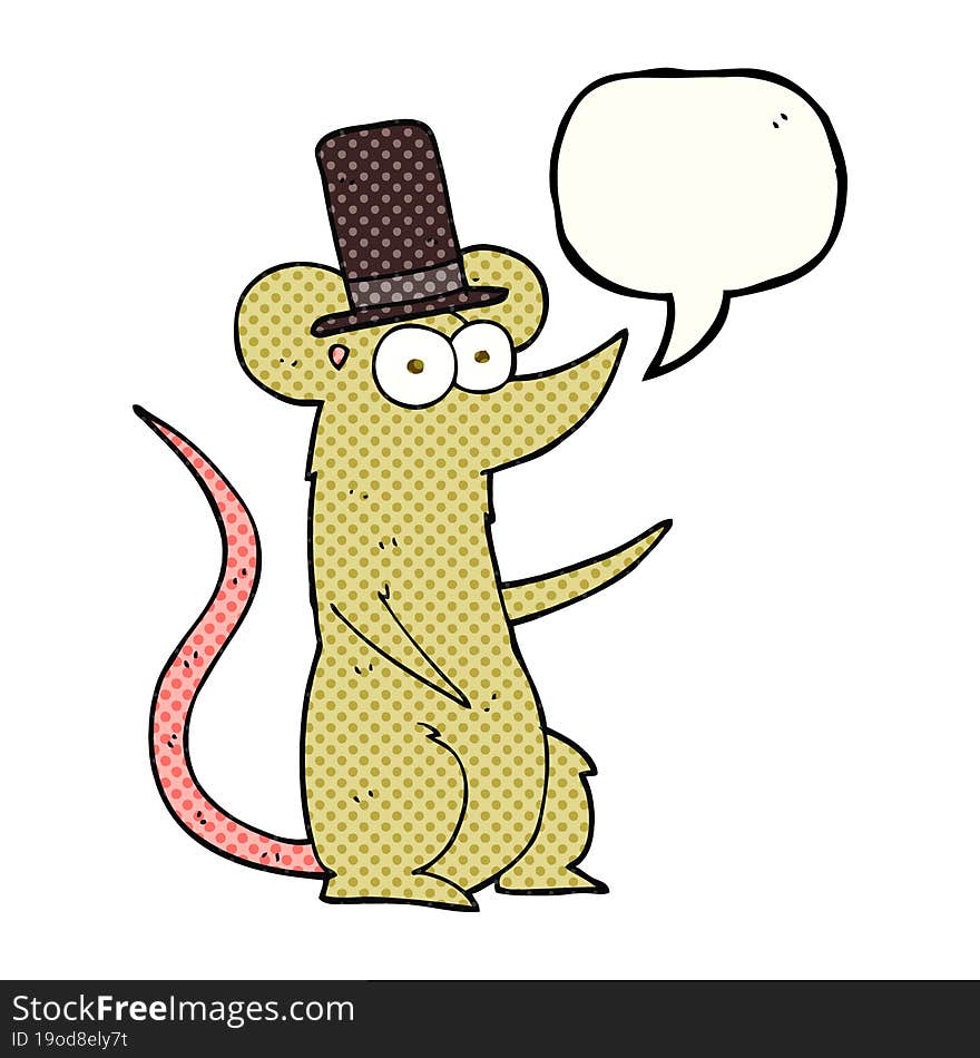 comic book speech bubble cartoon mouse wearing top hat