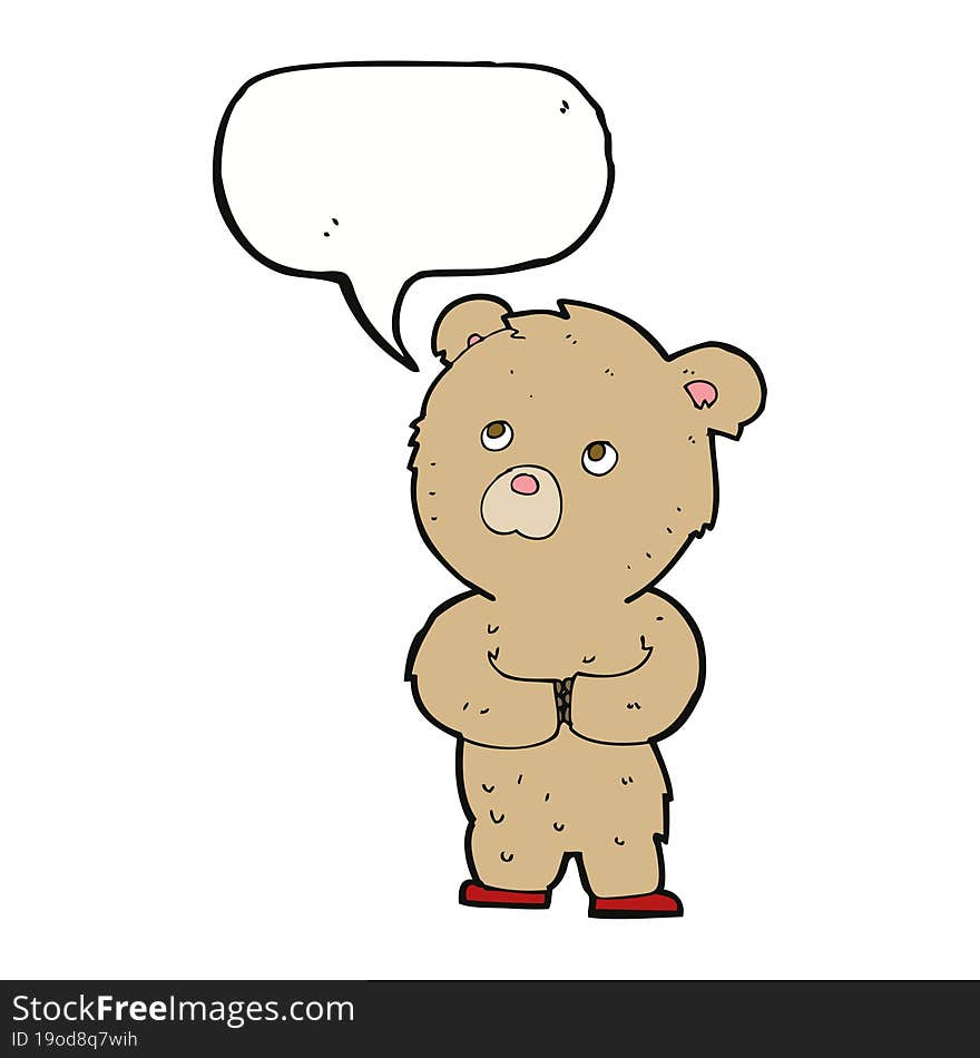 cartoon teddy bear with speech bubble