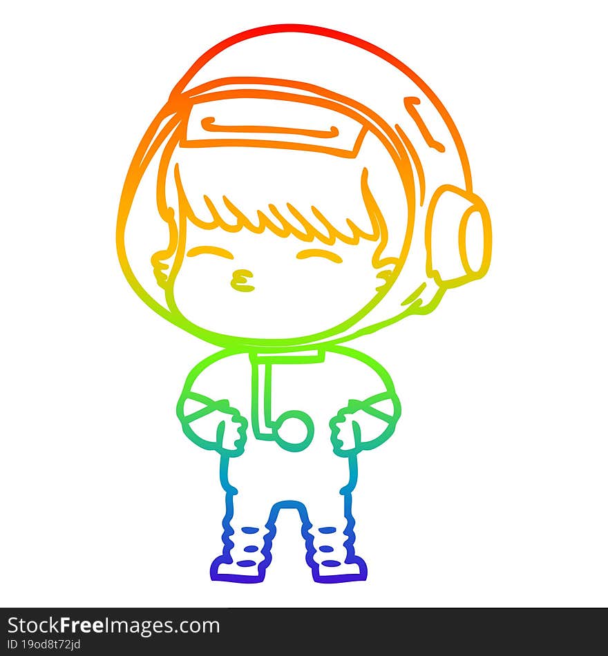 rainbow gradient line drawing cartoon curious astronaut