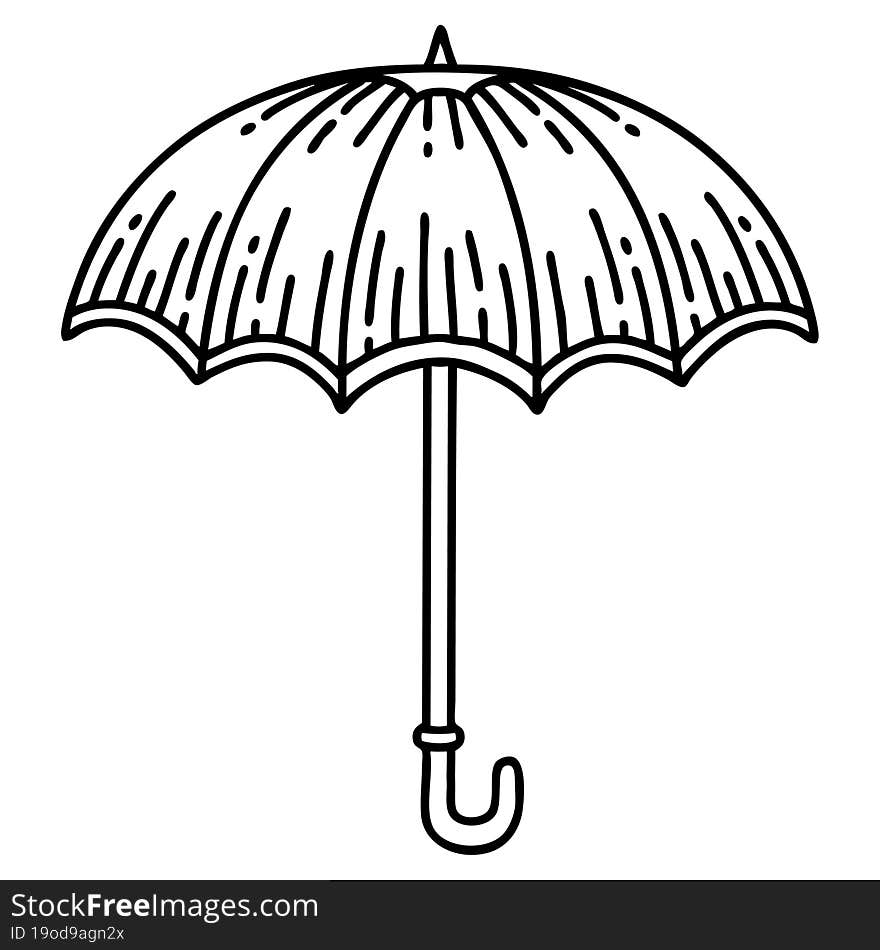 Black Line Tattoo Of An Umbrella