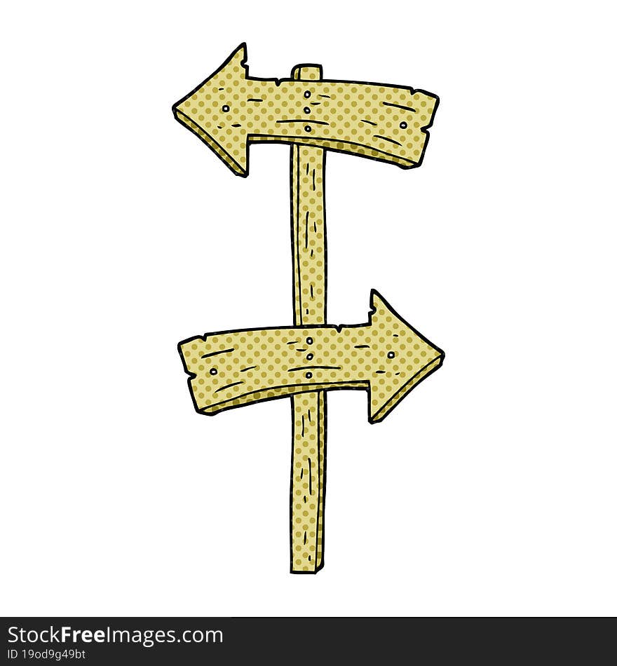 cartoon wooden direction sign