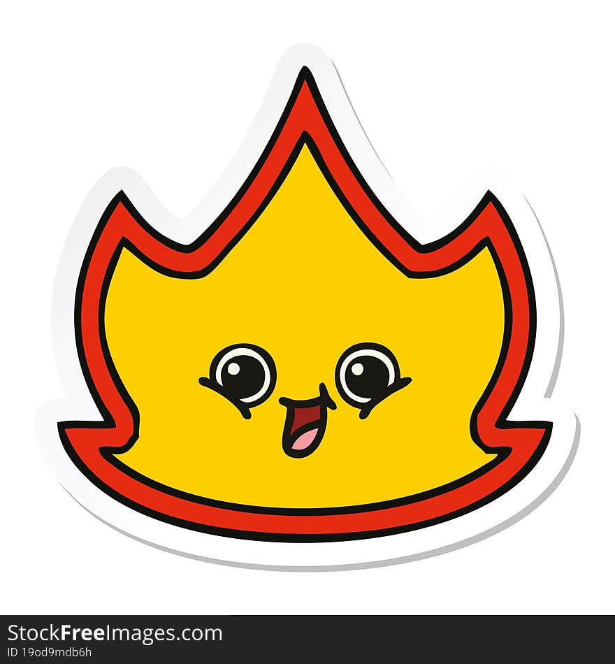 sticker of a cute cartoon fire