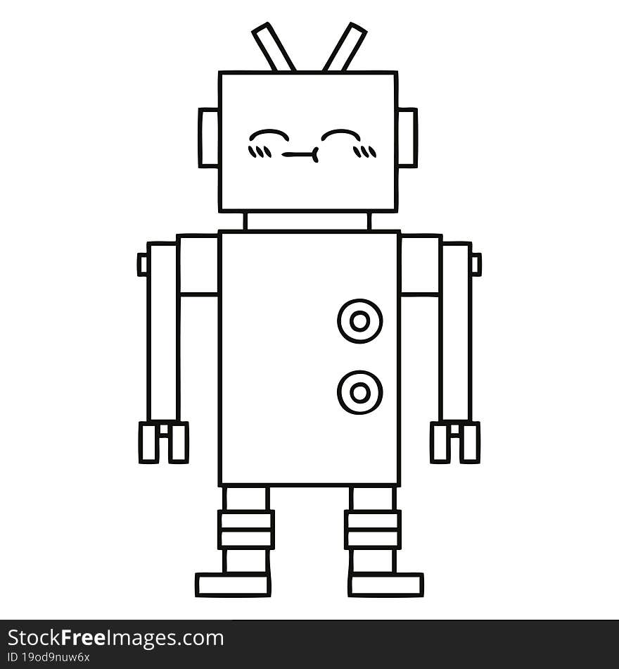 line drawing cartoon of a robot. line drawing cartoon of a robot