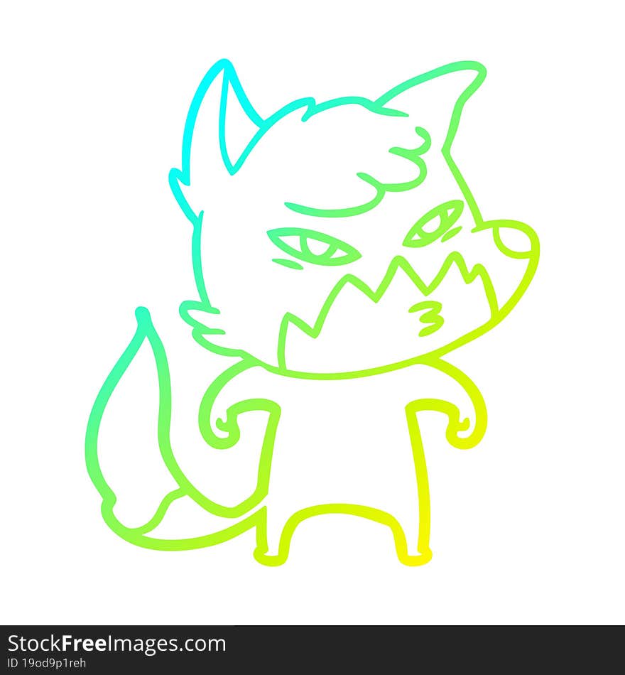 cold gradient line drawing clever cartoon fox