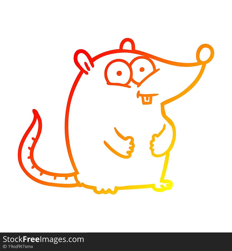 warm gradient line drawing cartoon happy white lab mouse