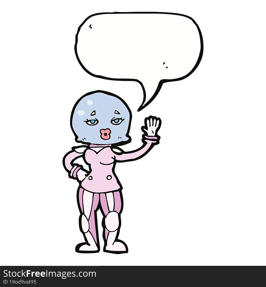 Cartoon Female Astronaut With Speech Bubble