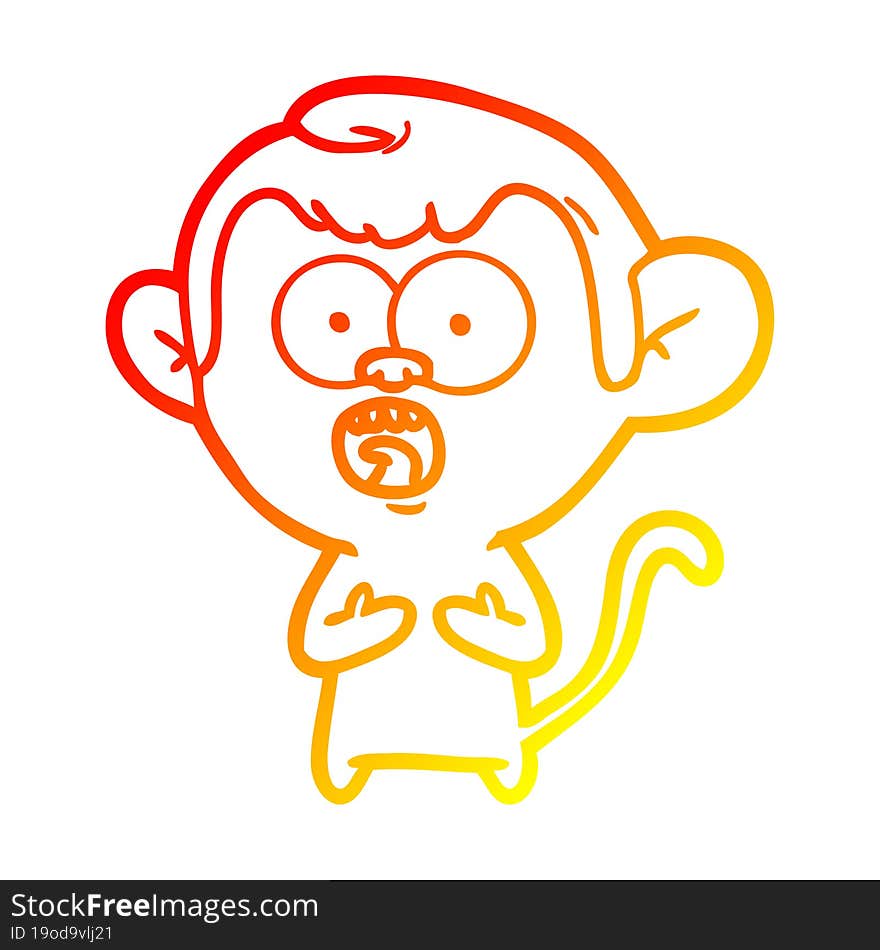 warm gradient line drawing cartoon shocked monkey