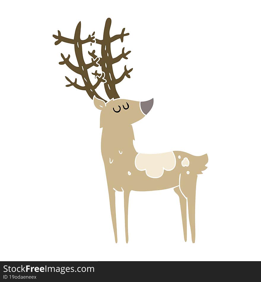 flat color illustration of a cartoon stag