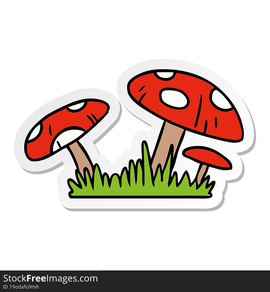 Sticker Cartoon Doodle Of A Toad Stool