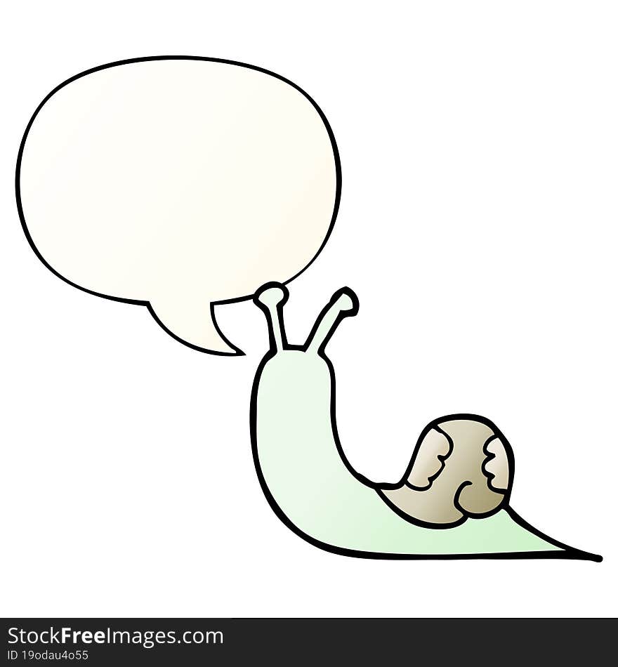 cartoon snail with speech bubble in smooth gradient style