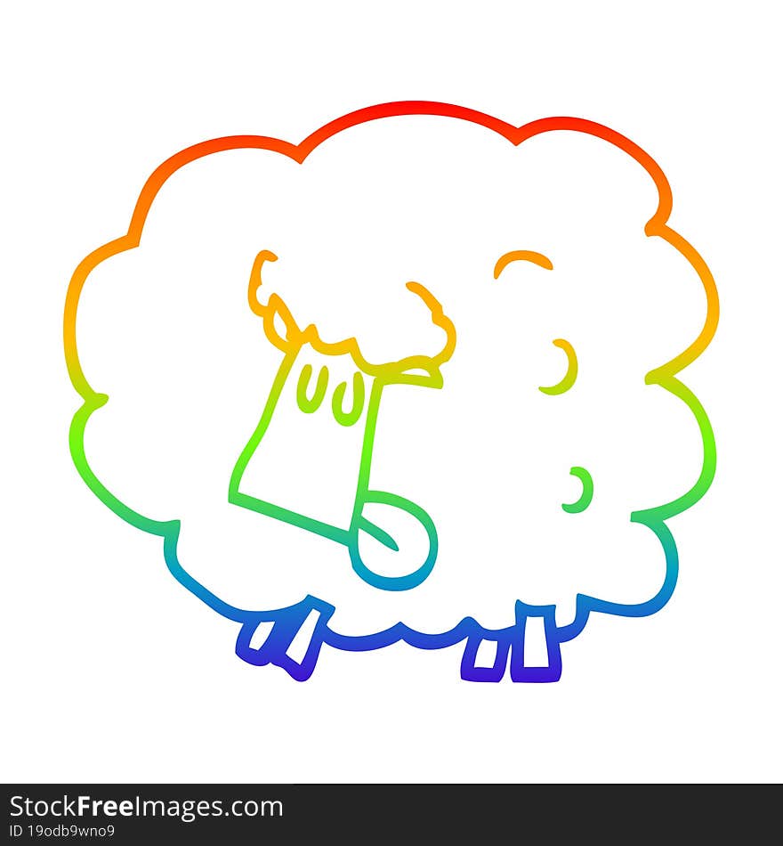 rainbow gradient line drawing cartoon black sheep