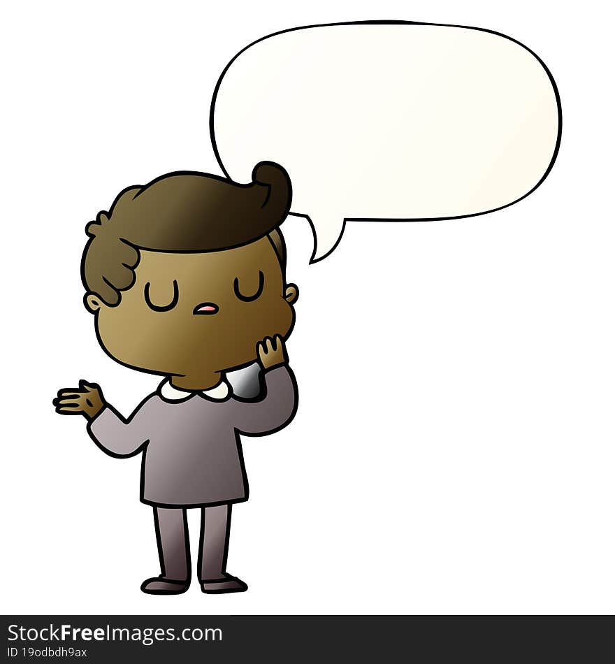 cartoon man wondering and speech bubble in smooth gradient style