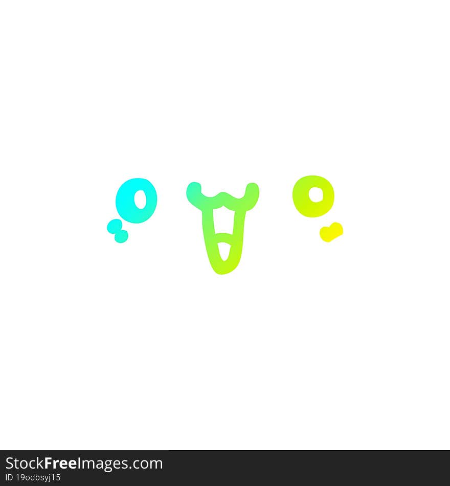 cold gradient line drawing happy cartoon face