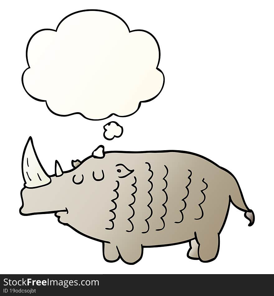 Cartoon Rhinoceros And Thought Bubble In Smooth Gradient Style