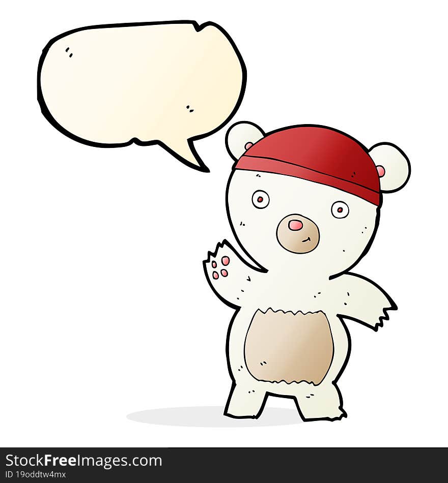 cute cartoon polar bear with speech bubble