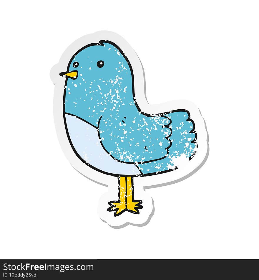 distressed sticker of a cartoon bird