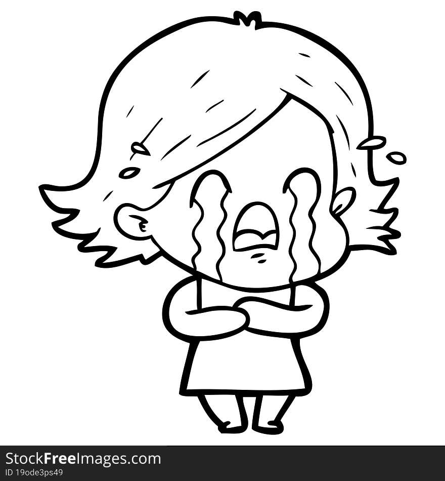 cartoon woman crying. cartoon woman crying