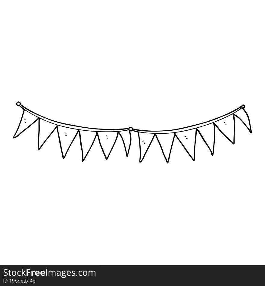 black and white cartoon bunting flags