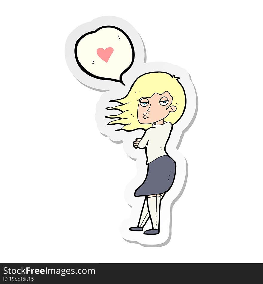 Sticker Of A Cartoon Woman Talking About Love