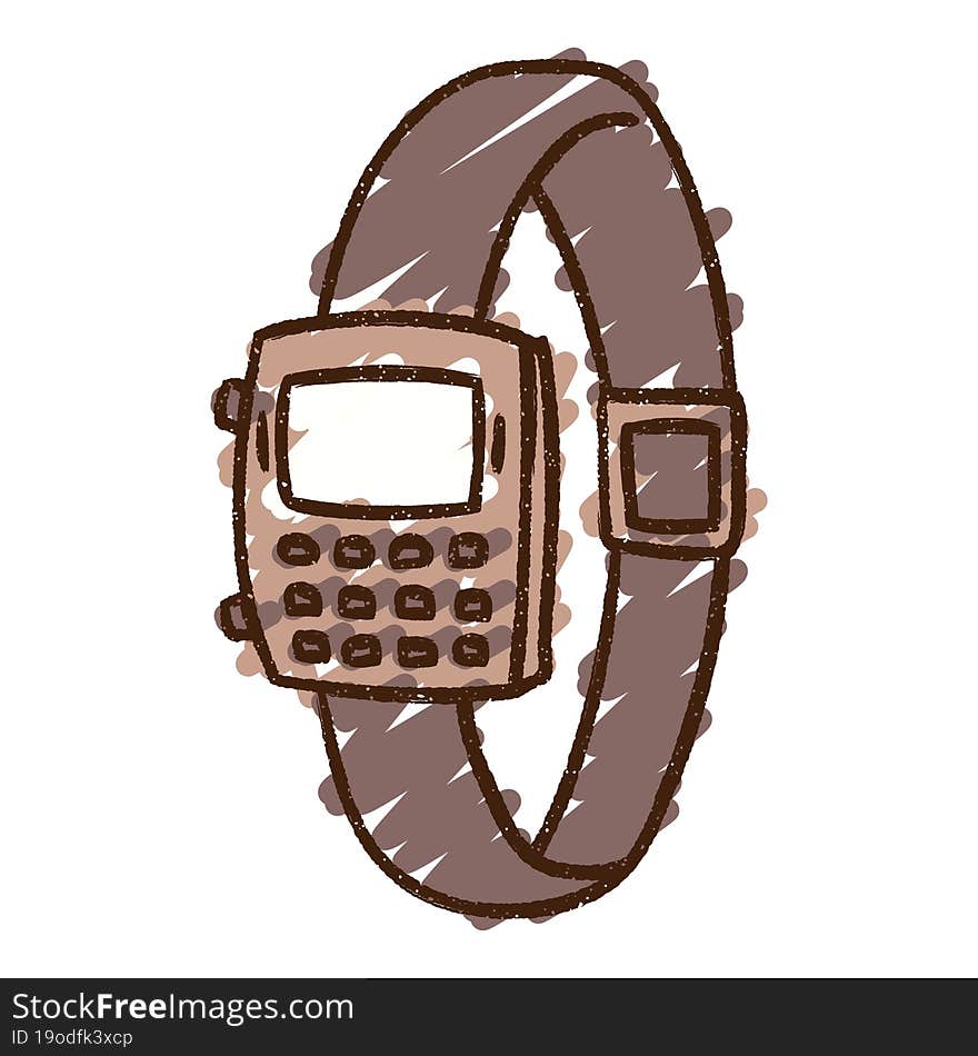 Digital Wristwatch Chalk Drawing