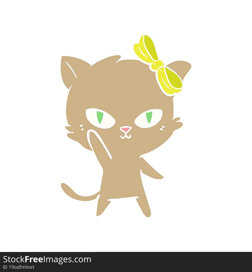 Cute Flat Color Style Cartoon Cat