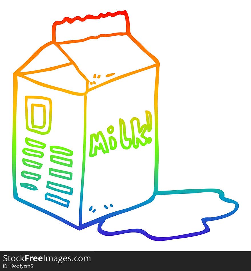 rainbow gradient line drawing cartoon milk carton