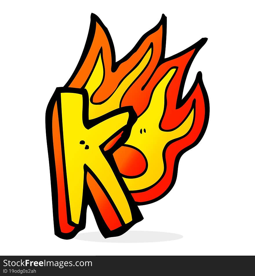 cartoon flaming letter