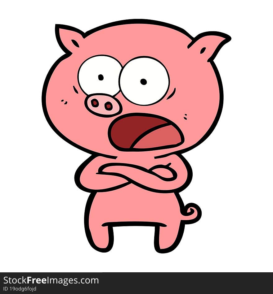 cartoon pig shouting. cartoon pig shouting