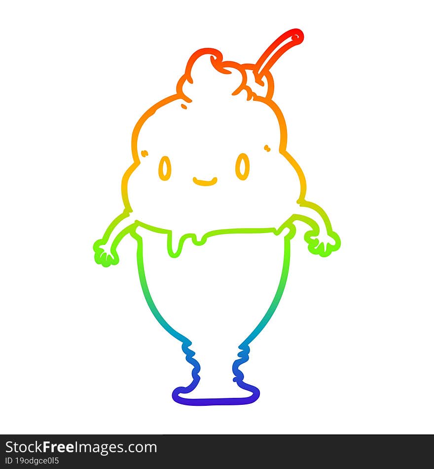 rainbow gradient line drawing cute ice cream