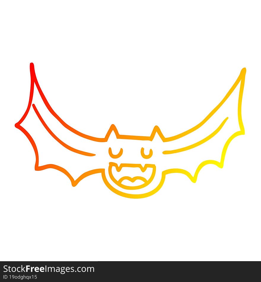 Warm Gradient Line Drawing Cartoon Bat