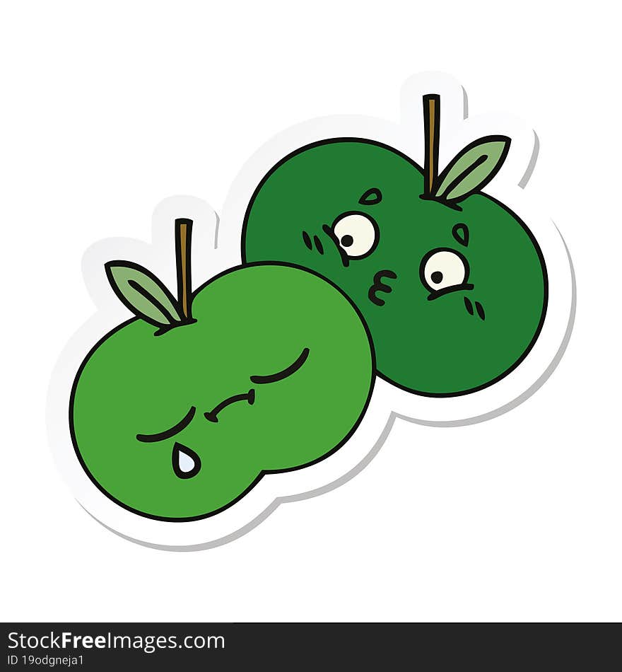 sticker of a cute cartoon apples