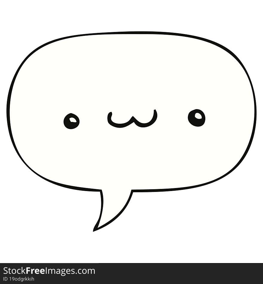 happy cartoon expression and speech bubble