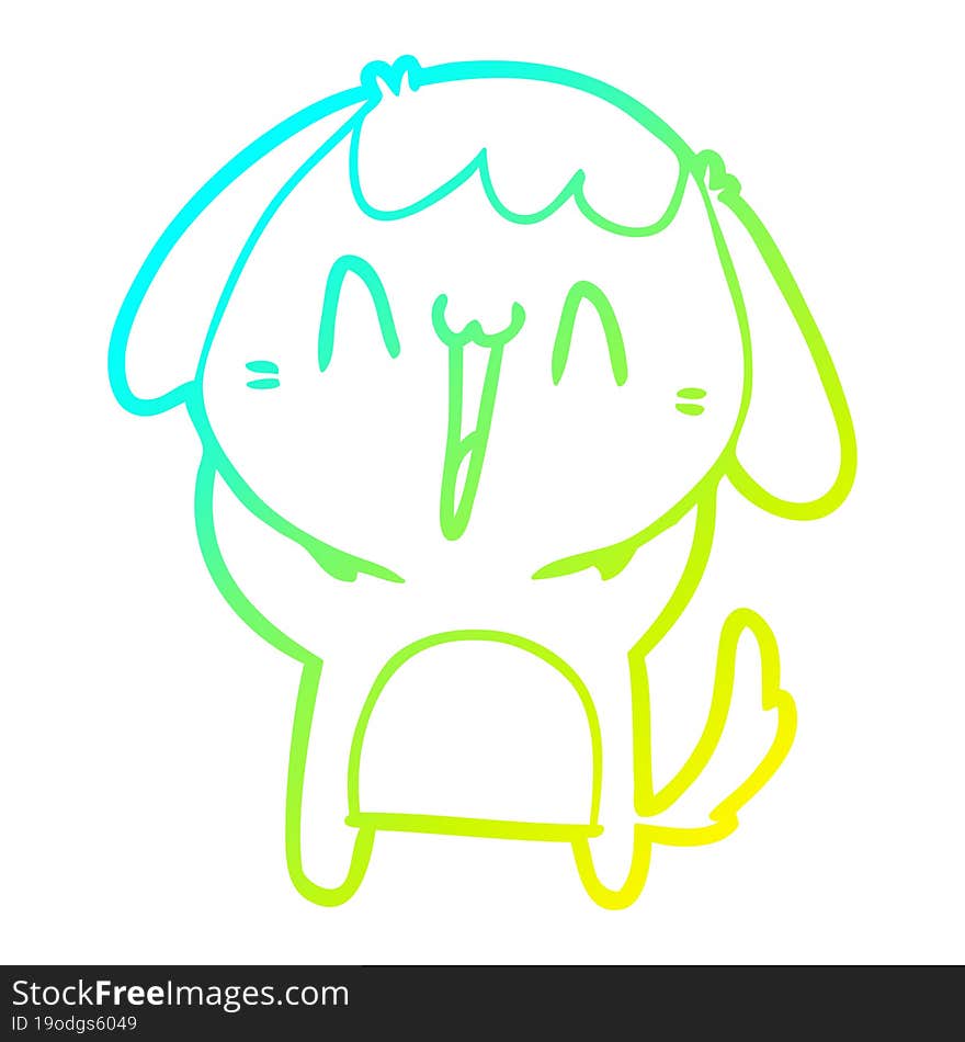 Cold Gradient Line Drawing Cute Cartoon Dog