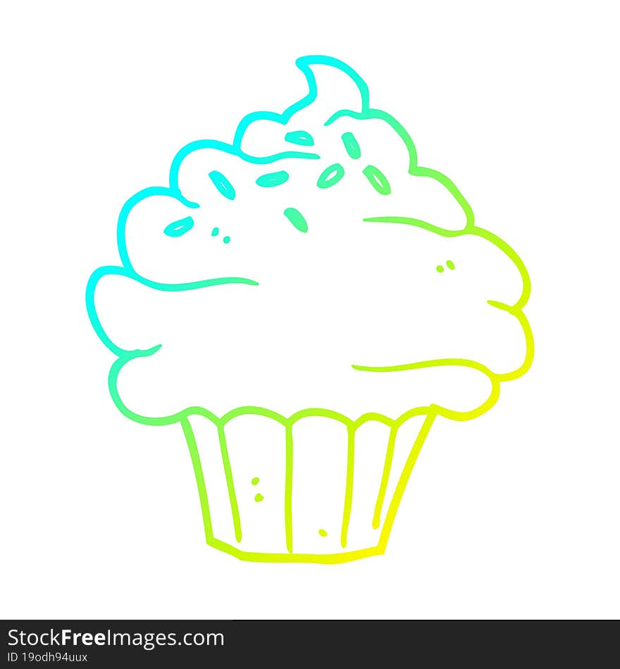 cold gradient line drawing cartoon cupcake