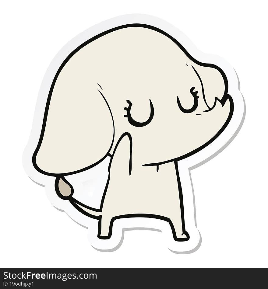 Sticker Of A Cute Cartoon Elephant