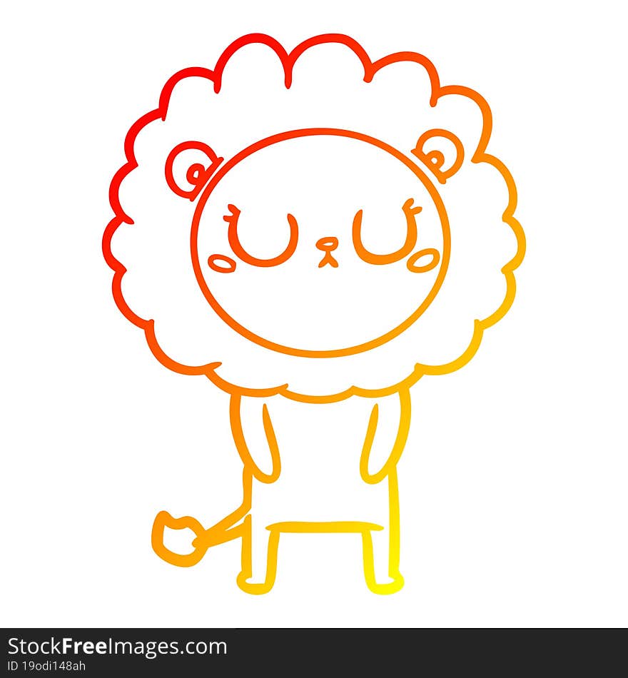 warm gradient line drawing of a cartoon lion