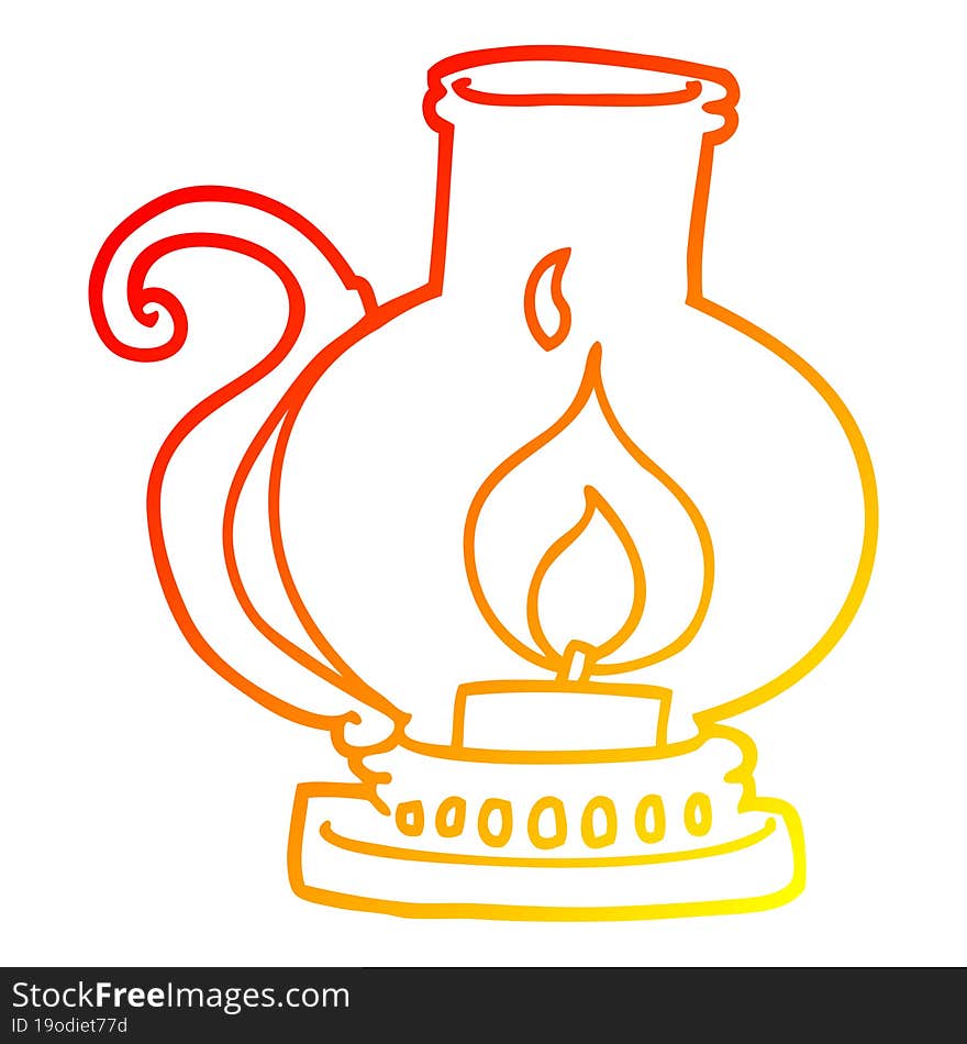 warm gradient line drawing of a cartoon lantern