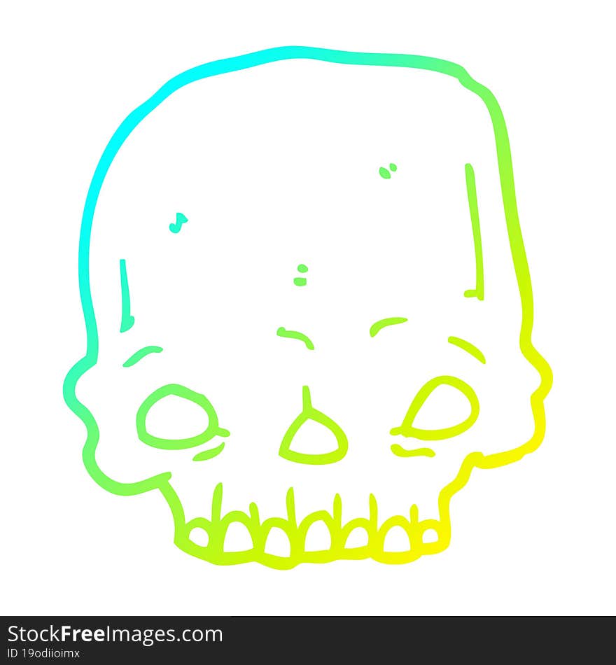 cold gradient line drawing cartoon spooky skull