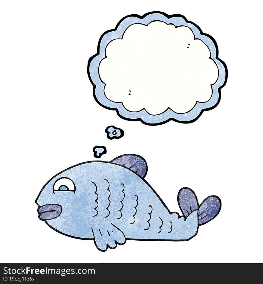 thought bubble textured cartoon fish